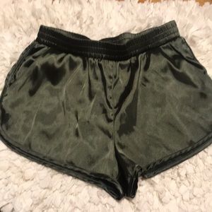 H&M silk green shorts